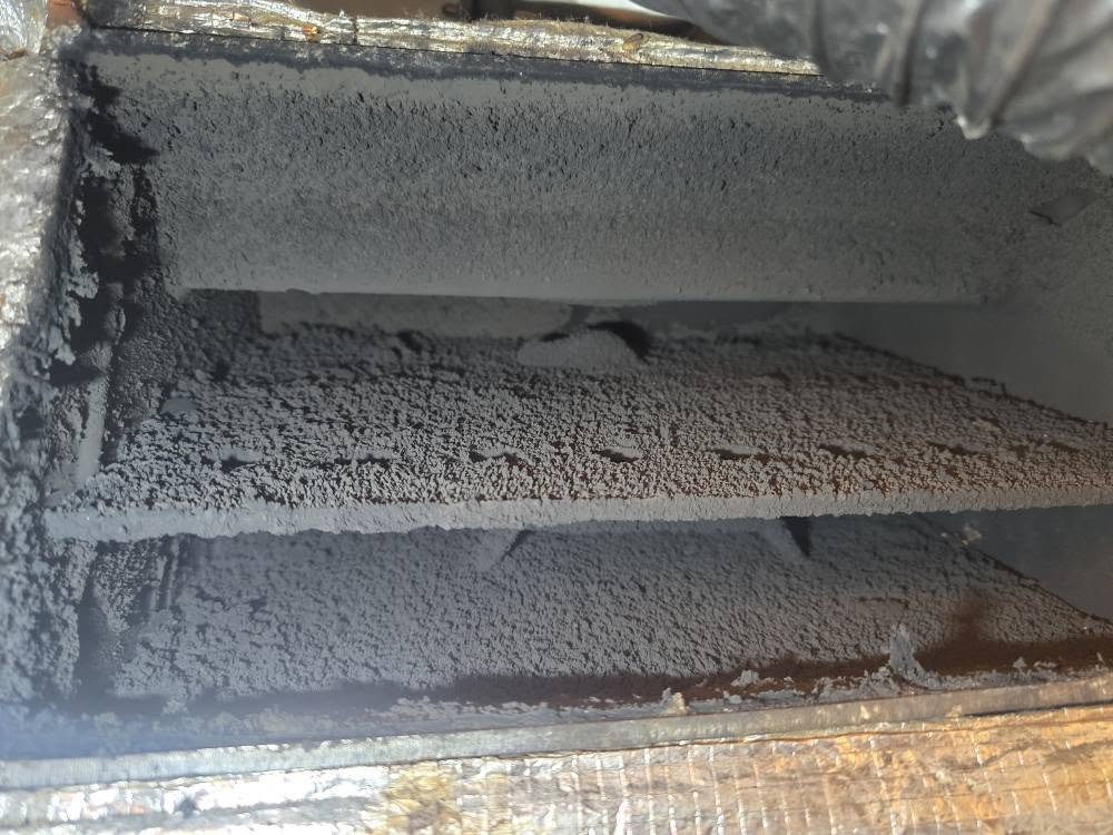 Heat exchanger baffles inside a boiler during a service